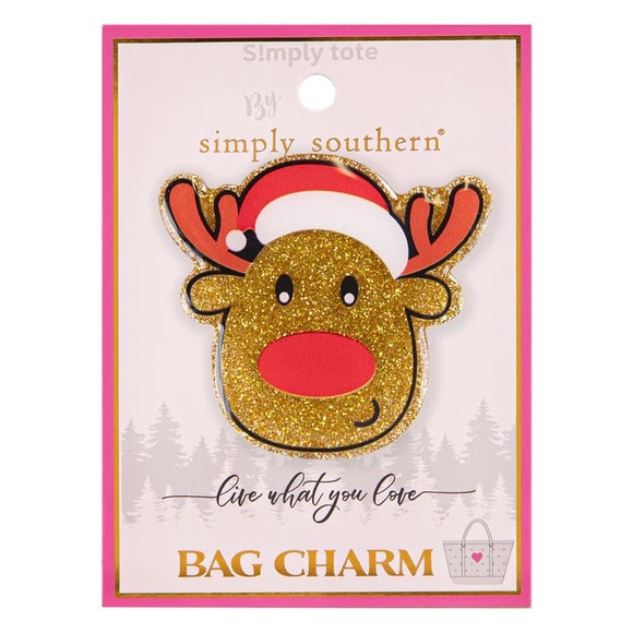 Simply Southern Reindeer Rudolph Tote Charm fits Bogg Bag Christmas Bit NEW - Picture 1 of 2